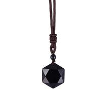 Black Obsidian Necklace - Hexagram Crystal Pendant for , Natural Stone | Daily Outfit, Festival Wear, Spiritual Inspired Design, Lightweight Comfort, Unisex Accessory, Thoughtful Gift, Timeless Look