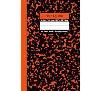 Black & Orange Marble Hardcover Notebook - Grid, 192 Pages, 5.5" x 8.5", Premium Matte Finish: Perfect for math, science, engineering, design projects, journaling, and daily productivity