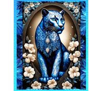 BLACK PANTHER COMPOSITION NOTEBOOK Diary Journal Workbook -Blue Ice Floral- Jungle Wildlife Wild Animal Nature Big Cat Art Lover Gift: ֍7.25x9.5 Wide ... Investor High School Ivy League University