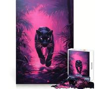 Black Panther en Neon Jungle Puzzles para Adolescentes 1000 Piezas Pensamiento estratégico Juego Suave Ajuste preciso (38x52cm)