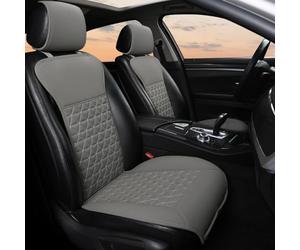 Black Panther Fundas de Asientos de Coche de Cuero PU de 1 Par, Protectors de Asientos Compatible con 95% de Automóviles (Berlina/SUV/Camioneta/Furgoneta) - Gris