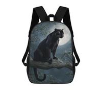 Black Panther Moonlit Tree Branch Mochilas Impresas En 3D Para Niños 17inch Mochilas De Moda Informales Para El Día A Día, Bolsas De Viaje, Mochilas Informales Para Exteriores Para Niños Y Niñas