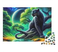 Black Panther Puzzles Imposible,desafío for Adults Panther Resting by Moonlit Greenery Entretenimiento Creativo 1000 Piezas Obra De Arte De Juego De Para Adultos Y Niños Mayores De 12 Años 70x50cm/100