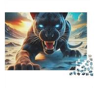 Black Panther Puzzles Imposible,desafío Para Adultos Roaring Black Panther on Rocky Ground Entretenimiento Creativo 1000 Piezas Obra De Arte De Juego De Para Adultos Y Niños Mayores De 12 Años 38x26cm