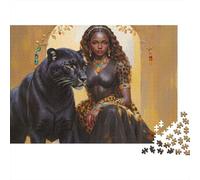 Black Panther Queen Colourful Woman with Black Panther 1000 Pieces Adult Jigsaws Birthday Fun Activity for Rainy Days 70x50cm/1000pcs