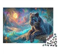 Black Panther Rests por Moonlit Sea Puzzle 1000 Piezas Vida Silvestre - Rompecabezas, Desafiante, Adultos, Regalo, Juego Familiar, Decoración del Hogar 52x38cm/1000pcs
