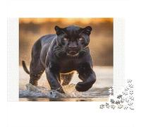 Black Panther Running Colourful Running Black Panther 1000 Pcs Jigsaws for Adults The Impossible Challenge Fun Present 38x26cm/1000pcs