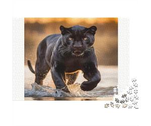 Black Panther Running Colourful Running Black Panther 1000 Pcs Jigsaws for Adults The Impossible Challenge Fun Present 38x26cm/1000pcs