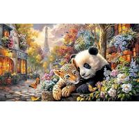 Black-Panther-Under-Moonlit-Forest 1000 Piezas Puzzle Educativo Papel Reciclado Juego Familiar Desafiante para decoración Mural y Regalos 38x26/1000pcs