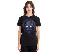 Black Panther Wakanda Forever Text in Panther Icon - Camiseta para Mujer, Color Negro, Talla L, Negro, L