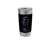 Black Panther Walking Toward Shadow - Regalo para amantes de los gatos salvajes Vaso térmico de acero inoxidable de doble pared