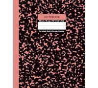 Black & Peach Coral Marble Composition Notebook - Grid, 96 Pages, 7.5" × 9.25", Soft Matte Cover: Perfect for math, science, design projects, journaling, and daily planning