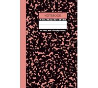 Black & Peach Coral Marble Hardcover Notebook - Grid, 192 Pages, 5.5" x 8.5", Premium Matte Finish: Perfect for math, science, engineering, design projects, journaling, and daily productivity