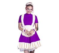 Black Pink Blue Dress Women Uniform Plus Size Sissy Dress,Rose Purple,XXL