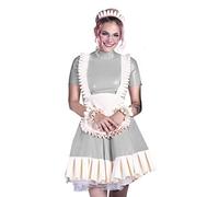 Black Pink Blue Dress Women Uniform Plus Size Sissy Dress,Silver,4XL