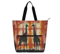 Black Plaids - Bolsa de mano para niños con jirafa de safari a cuadros negros para niños, mujeres y hombres, bolsa de compras gótica ligera y reutilizable con cremallera para la escuela, compras