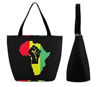 Black Power Fist con Afro Bolso de compras grande reutilizable Bolso de mano con impresión personalizada para mujer