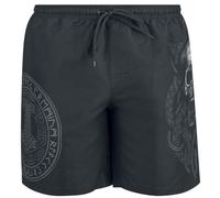Black Premium by EMP Hombre bañador Negro con Estampado de Calaveras y runas L