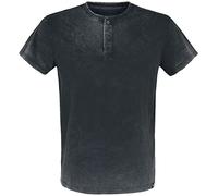 Black Premium by EMP Hombre Camiseta Gris Oscuro con Lavado y botonera XXL