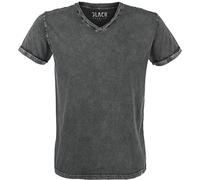 Black Premium by EMP Hombre Camiseta Vintage Gris con Escote en V M