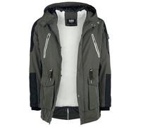 Black Premium by EMP Hombre Chaqueta de invierno verde oliva con cuello de piel sintética S