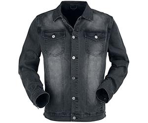 Black Premium by EMP Hombre Chaqueta gris oscuro con bolsillos en el pecho y cinta de botones S