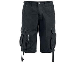 Black Premium by EMP Hombre Pantalón Corto Negro con Grandes Bolsillos L
