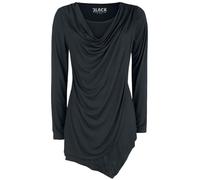 Black Premium by EMP Mujer Camiseta Negra de Manga Larga con Escote Cascada L