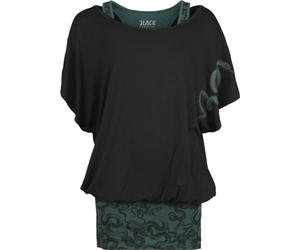 Black Premium by EMP Mujer Camiseta Negra/Verde con Serpientes L