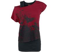 Black Premium by EMP Mujer Camiseta Negra y roja de Doble Capa XXL