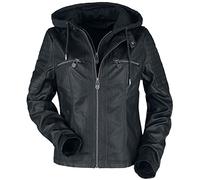 Black Premium by EMP Mujer Chaqueta negra de piel sintética estilo motero M