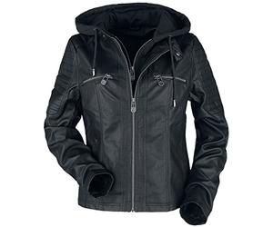 Black Premium by EMP Mujer Chaqueta negra de piel sintética estilo motero XL