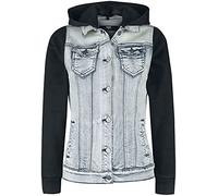Black Premium by EMP Mujer Chaqueta vaquera negra con mangas de sudadera