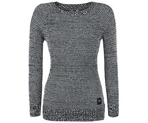 Black Premium by EMP Mujer Jersey de Punto Gris con un Look melangés con puños Acanalados S