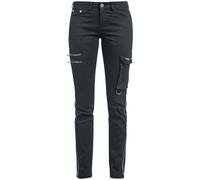 Black Premium by EMP Mujer Vaqueros Negros con Cremalleras