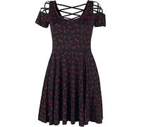 Black Premium by EMP Mujer Vestido Negro con Cordones y runas XL
