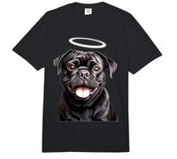 Black Pug Dog Angel Comfort Colors Adult Heavyweight T-Shirt