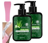 Black Pump Bottle Aloe Vera Body Hair Removal Cream with Scraper, Gentle Depilatory Cream Legs Arms Underarms, Fast Painless Smooth Hair Removal with Moisturizing Smoothing Formulated (2pcs)