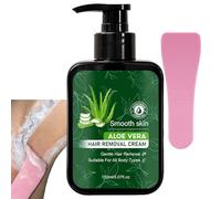 Black Pump Bottle Aloe Vera Body Hair Removal Cream with Scraper, Gentle Depilatory Cream Legs Arms Underarms, Fast Painless Smooth Hair Removal with Moisturizing Smoothing Formulated (1pcs)