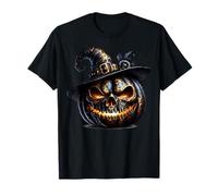 Black Pumpkin Face Graphic For Witches and Halloween Witch Camiseta
