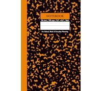 Black & Pumpkin Marble Hardcover Notebook - Grid, 192 Pages, 5.5" x 8.5", Premium Matte Finish: Perfect for math, science, engineering, design projects, journaling, and daily productivity
