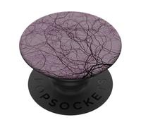 Black Purple Organic Roots - Árbol Generativo Abstracto PopSockets PopGrip Adhesivo