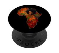Black Queen Afro Woman Mapa Africano Melanina Historia Negra PopSockets PopGrip Adhesivo