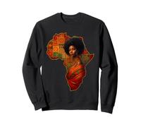 Black Queen Afro Woman Mapa Africano Melanina Historia Negra Sudadera