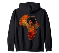 Black Queen Afro Woman Mapa Africano Melanina Historia Negra Sudadera con Capucha