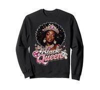 Black Queen Crown Afro Diva Pride History Juneteenth Pink Sudadera
