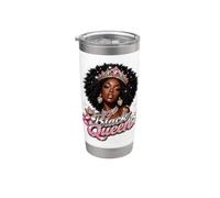 Black Queen Crown Afro Diva Pride History Juneteenth Pink Vaso térmico de acero inoxidable de doble pared