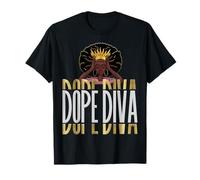 Black Queen Crown Afro Natural Hair Diva History Juneteenth Camiseta