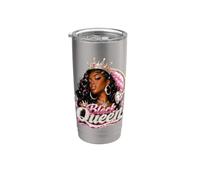 Black Queen Crown Pink Diva Melanina Afroamericana Mujeres Vaso térmico de acero inoxidable de doble pared