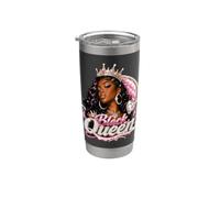 Black Queen Crown Pink Diva Melanina Afroamericana Mujeres Vaso térmico de acero inoxidable de doble pared
